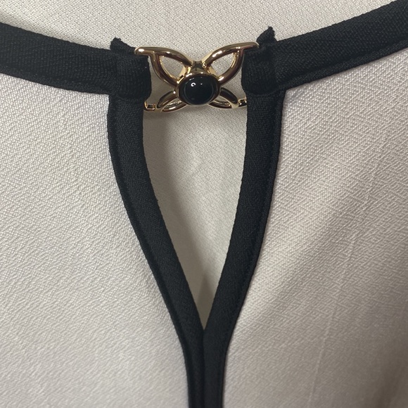 White & Black Silky Blouse - Picture 3 of 3